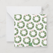 Pink Bow Sash Christmas Monogram Wreath Enclosure ノートカード (裏面)