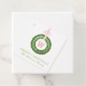 Pink Bow Sash Christmas Monogram Wreath Enclosure フェイバータグ (インサイチュ)