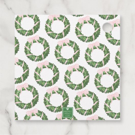 Pink Bow Sash Christmas Monogram Wreath Enclosure フェイバータグ (裏面)