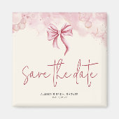 Pink Bow Save the Date Bridal Shower マグネット (正面)
