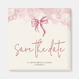 Pink Bow Save the Date Bridal Shower マグネット