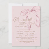 Pink Bow Script Baby Shower Invitation 招待状 (正面)