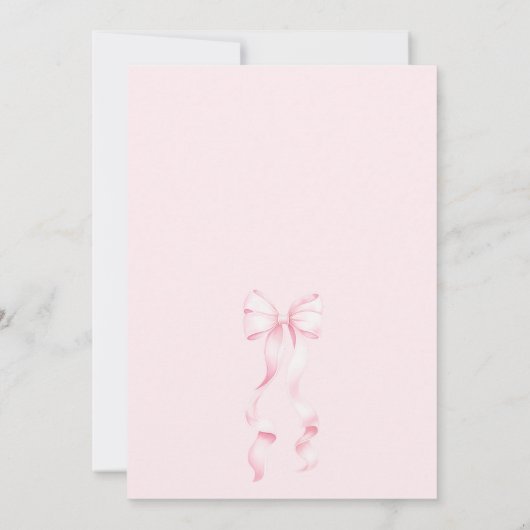 Pink Bow Script Baby Shower Invitation 招待状 (裏面)