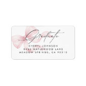 Pink Bow Script Graduation Return Address Label ラベル (正面)