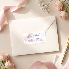 Pink Bow Script Graduation Return Address Label ラベル