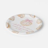 Pink Bow Seashell Baby Shower  Paper Plates ペーパープレート (アングル)