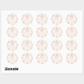 Pink Bow Seashell Coastal Baby Shower Sticker ラウンドシール (シート)