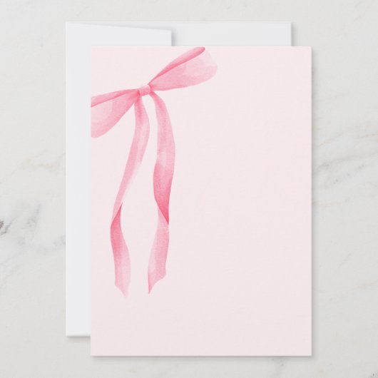 Pink Bow She is Tying the Knot Bridal Shower 招待状 (裏面)