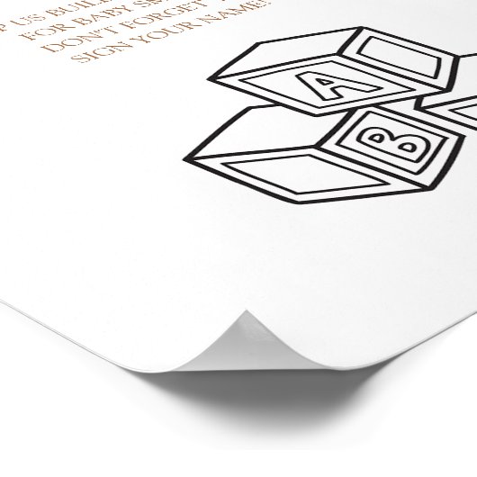 Pink Bow Shell Baby Shower Decorate Block Sign ポスター (角)