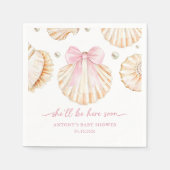 Pink Bow Shell Baby Shower Napkins スタンダードカクテルナプキン (正面)