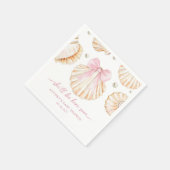 Pink Bow Shell Baby Shower Napkins スタンダードカクテルナプキン (角)