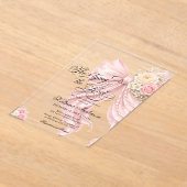 Pink Bow She's Tying the Knot Bridal Shower アクリル招待状 (レイダウン)