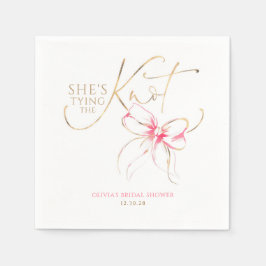 Pink Bow She's Tying the Knot Bridal Shower スタンダードカクテルナプキン