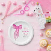 Pink Bow She's Tying the Knot Bridal Shower  ペーパープレート (パーティー)