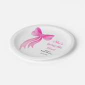 Pink Bow She's Tying the Knot Bridal Shower  ペーパープレート (アングル)