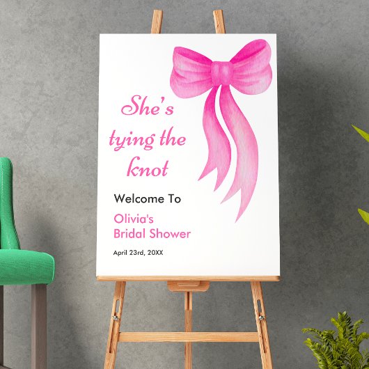 Pink Bow She's Tying the Knot Bridal Shower  ポスター