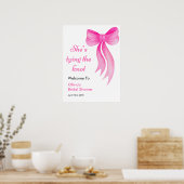 Pink Bow She's Tying the Knot Bridal Shower  ポスター (キッチン)