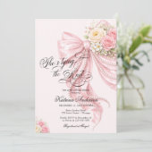 Pink Bow She's Tying the Knot Bridal Shower 招待状 (スタンド正面)