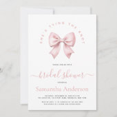 Pink Bow She's Tying the Knot Bridal Shower 招待状 (正面)