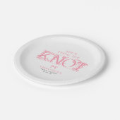 Pink Bow She's Tying the Knot Chic Bridal Shower ペーパープレート (アングル)