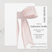 PINK BOW SHOWER BABY 招待状 (正面/裏面)