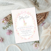 Pink Bow Silly Goose Coquette Gingham Baby Shower 招待状