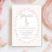 Pink Bow Silly Goose Coquette Gingham Baby Shower 招待状