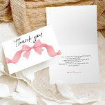 Pink Bow Simple She's Tying the Knot Bridal Shower サンキューカード<br><div class="desc">Send heartfelt appreciation with this simple pink bow “She’s Tying the Knot” bridal shower thank you card, featuring a delicate ribbon bow and elegant script typography for a soft, feminine aesthetic. The clean and minimal design pairs beautifully with romantic, coquette, and modern bridal shower themes. Perfect for thanking friends and...</div>