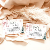 Pink Bow Snowflake Baby Shower Books for Baby Card 招待状