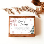 Pink Bow Snowflake Baby Shower Books for Baby Card 招待状