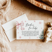 Pink Bow Snowflake Baby Shower Books for Baby Card 招待状