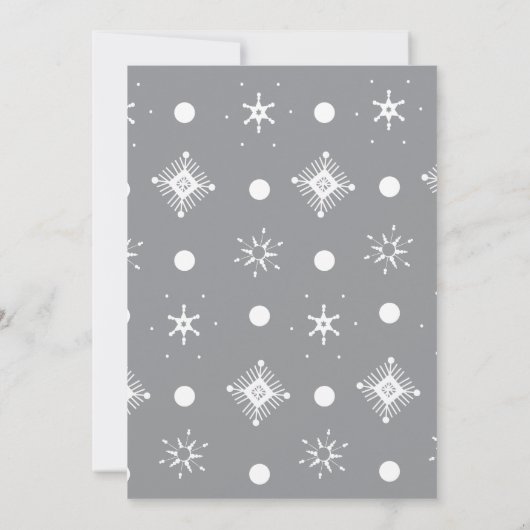 Pink Bow Snowflake Snow Script First Birthday B 招待状 (裏面)