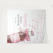 Pink Bow Soda Bottle Baby Shower Photo Backdrop タペストリー (正面(横))