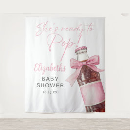 Pink Bow Soda Bottle Baby Shower Photo Backdrop タペストリー