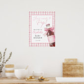 Pink Bow Soda Bottle Baby Shower Welcome Sign ポスター (キッチン)