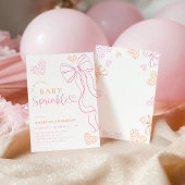 Pink Bow Sprinkle Baby Shower Invitation 招待状