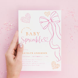 Pink Bow Sprinkle Baby Shower Invitation 招待状