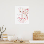 Pink Bow Strawberry Baby Shower Poster ポスター (キッチン)