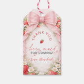 Pink Bow Strawberry Baby Shower Thank you ギフトタグ (正面)