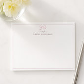 Pink Bow & Stripes a Note From Flat Note Card 招待状