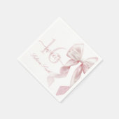 Pink Bow Sweet 16 Birthday Napkins スタンダードカクテルナプキン (角)