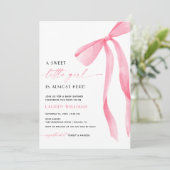 Pink Bow Sweet Little Girl Baby Shower Invitation 招待状 (スタンド正面)