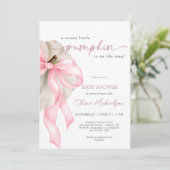 Pink Bow Sweet Little Pumpkin Coquette Baby Shower 招待状 (スタンド正面)