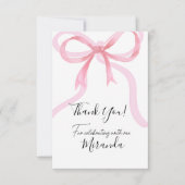  Pink Bow Sweet Sixteen Birthday サンキューカード (正面)