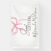 Pink Bow Sweet Sixteen Birthday 横断幕 (縦)