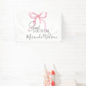 Pink Bow Sweet Sixteen Birthday 横断幕 (インサイチュ)