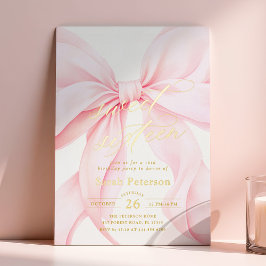 Pink Bow Sweet Sixteen Birthday Foil Invitation 箔招待状