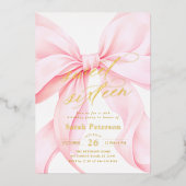 Pink Bow Sweet Sixteen Birthday Foil Invitation 箔招待状 (正面)