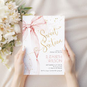 Pink Bow Sweet Sixteen Birthday Invitation 招待状