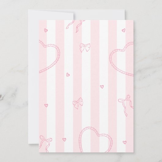 Pink Bow Sweetheart First Birthday Invitation 招待状 (裏面)